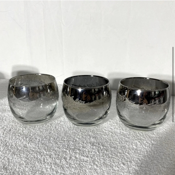Vitreon Queen's Lusterware Silver Fade Roly Poly Silver Ombre Glasses x6 - Picture 4 of 13